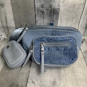 Steve Madden Maxima Covertible Belt Bag Crossbody Blue with Pouch
